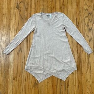LOGO by Lori Goldstein Beige XS 3/4 Sleeve Knit Cotton Cashmere Tunic Top